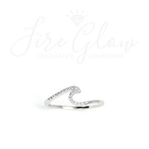 Silver Tone Studded Wave Ring